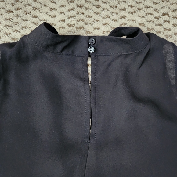 Candie's Black Chiffon Top with Embroidered Flowers - Picture 6 of 6